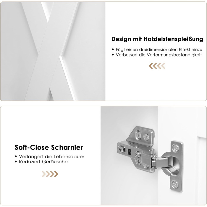 Сервант HOCSOK з 3 шухлядами та 3 дверцятами для кухні, буфет з робочою поверхнею, для вітальні, їдальні, з дерева, білий & коричневий (білий & чорний)