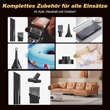 Акумуляторний ручний автомобільний пилосос 4 в 1, потужність 25000Па, безщітковий двигун 105000 об/хв, бездротовий пилосос для авто, офісу, диванів та шерсті тварин