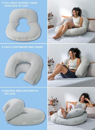 Підкуштунок для читання INSEN: комфортне сидіння в ліжку, для читання, відпочинку, матерів та дітей, сірий джерсі