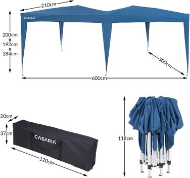 Водовідштовхувальний з сумкою Захист від ультрафіолету Намет з навісом Садовий намет Marquee Tent (синій), 3x6m Pop-Up