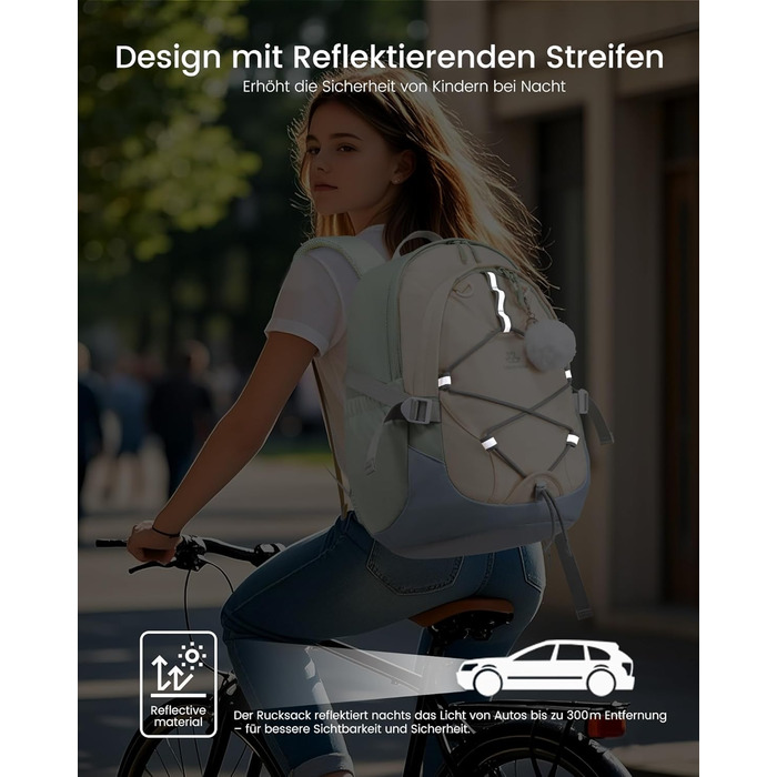 Шкільний рюкзак LOVEVOOK для підлітків, дівчаток, 5 клас, з нагрудною стрічкою, легкий, 15.6 дюймів (зелено-біло-блакитний)