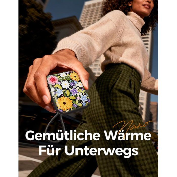 Електричні грілки для рук OCOOPA 2 шт., багаторазові, 4000mAh, USB, 3 режими нагріву, до 52°C, подарунок на Новий рік, для зимового відпочинку, катання на лижах, подорожей та активного відпочинку, UT5 Nano Blühende Farbenpracht (Ocoopa x Künstleredition)