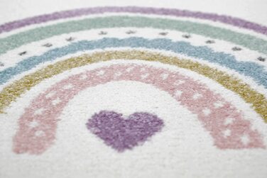 Килим Мрія Дитячий килимок Вузький ігровий килимок Райдужні серця Хмари Рожевий кремово-сірий Розмір 80х150 см 80 х 150 см Рожевий Кремово-сірий