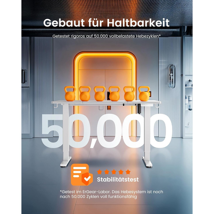 Електричний регульований стіл ErGear 160x80 см з пам'яттю, білий. Підключення до плати 120x60 см для дому та офісу