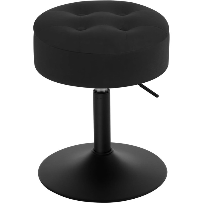 Крісло для туалетного столика WOLTU, пуф з місцем для зберігання, регульована висота, обтягнутий велюром, 360° обертання, для спальні, вітальні, їдальні, чорний, BH329sz-1