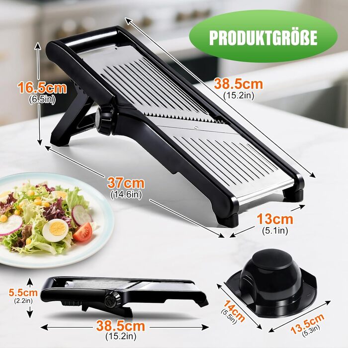Машхоум (Masthome) тертка для овочів 5-в-1 Mandoline, з нержавіючої сталі, регульована, для овочів, фруктів, картоплі, помідорів, цибулі, 40см