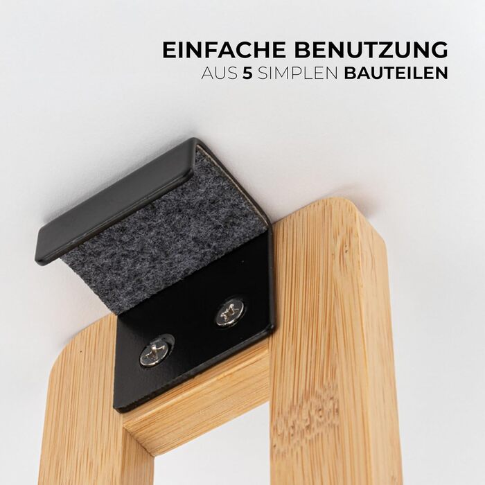 Дзеркальна поличка для душу без свердління, бамбукова, для ванної кімнати