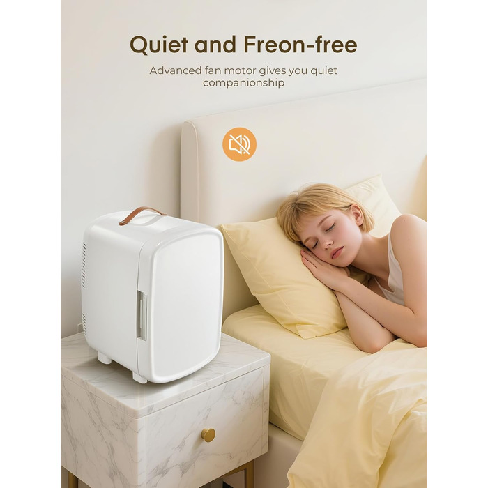 Міні холодильник FOHERE 10 л (12 банок), білий: для косметики, напоїв, авто, офісу