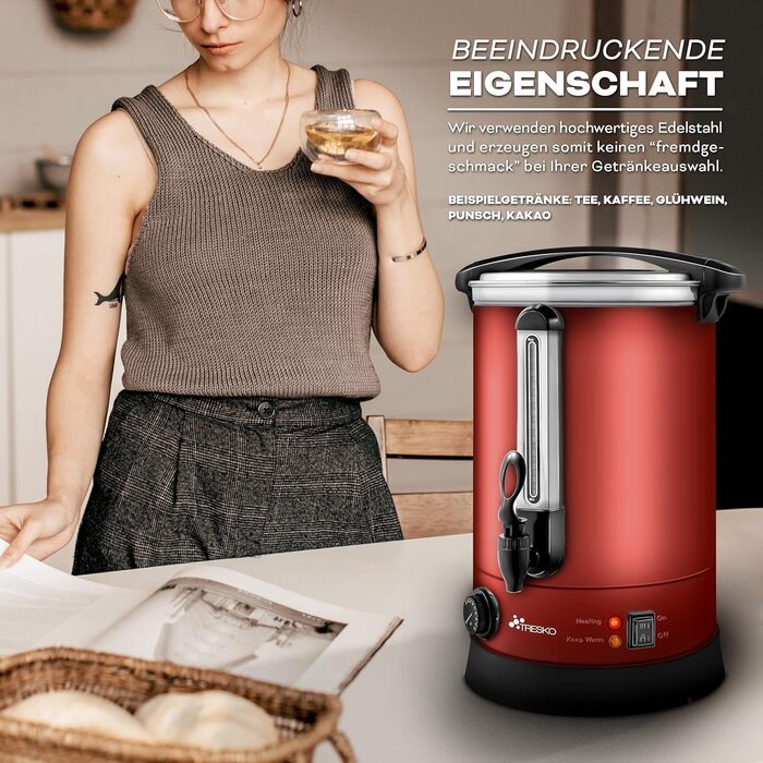 Електричний казанок для глінтвейну TRESKO® на 30 літрів з нержавіючої сталі (2500W)