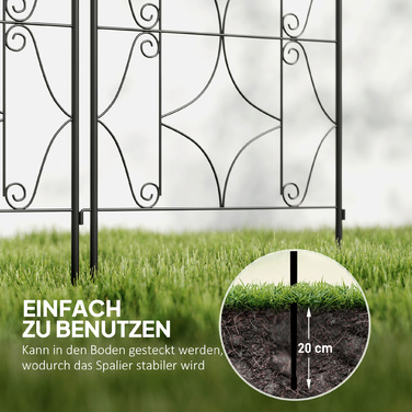 Набір з 2-х металевих опор для ліан, нержавіюча сталь, 50x150 см, чорний