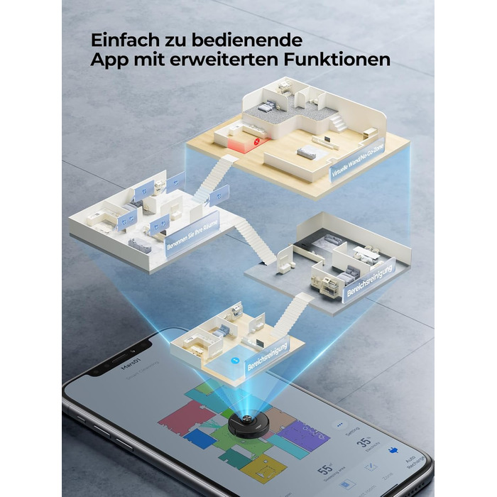 Робот-пилосос Laresar Clean 3-в-1 з функцією миття, 5000Pa, лазерна навігація, 180 хв, для тварин, килимів, твердих підлог, керування через додаток, 15 зон заборони (чорний)