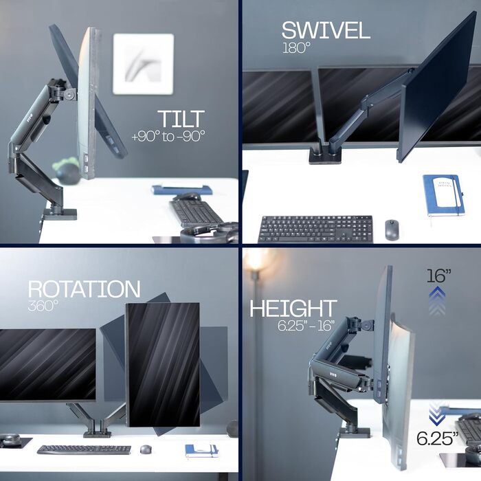 Підставка для двох моніторів VIVO STAND-V002O, до 32 дюймів, 9 кг, чорний