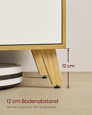 Тумба під телевізор VASAGLE 160 см, шафа для ТВ до 65 дюймів, 2 двері, полиці, колір: бежево-кремовий LTV030W01