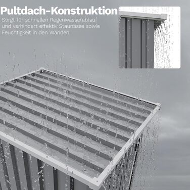 Сарай для інструментів Devoko Metall Gerätehaus 96x98x160 см, сталевий, з похилим дахом, сірий. З рукавичками, замикається.