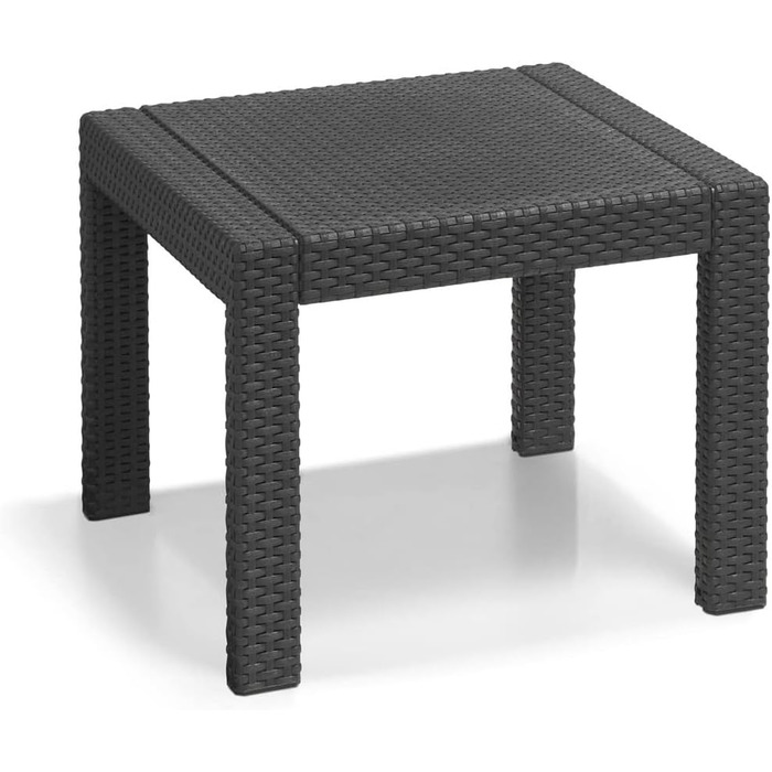 Набір меблів для балкона Allibert Victoria, графіт/cool grey, 3 шт., з подушками для сидіння та спинки, пластик, імітація ротангу, графіт/сірий