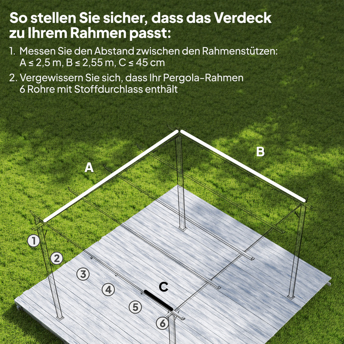 Тент для перголи 3x3 м, вмотуючий, з дренажними отворами, стійкий до погодних умов, поліестер, кремовий