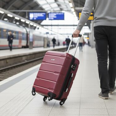 Набір валіз Zelsius 4 шт. з ABS, з кодовим замком, 4 колеса, внутрішній роздільник | Набір валіз з жорстким корпусом, Trolley, велика валіза, багаж, ручна валіза (Червоний, 3 шт.)