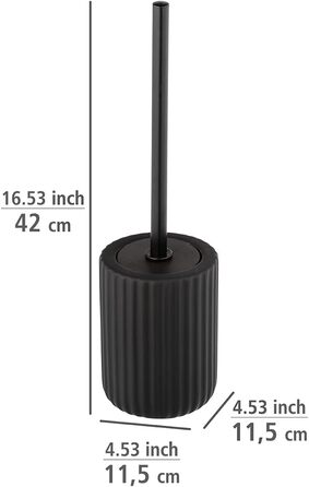 Набір для унітазу WENKO Belluno, високоякісний тримач для щіток з міцної кераміки з сучасними вигинами, змінна насадка для щіток, м'яка на дотик рифлена поверхня / чорний, Ø 11,5 х 42 см (чорний)