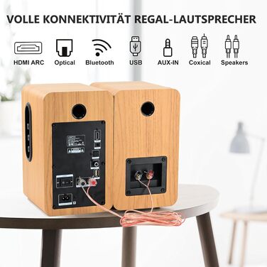 Активний динамік Bluetooth 100 Вт, 4 НЧ, HDMI ARC, оптичний, RCA, USB, AUX, пульт дистанційного керування (жовтий)