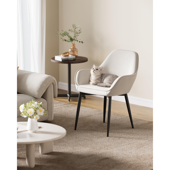 Крісло Eluchang для їдальні та кухні, з підлокітниками, оксамитове, на 4 шт., кремове