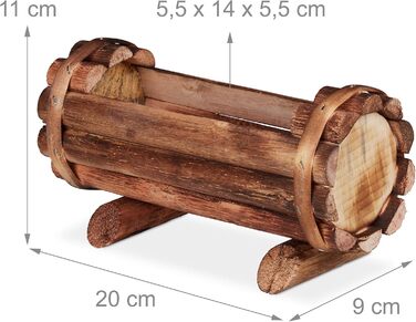 Relaxdays Квітчаки з дерева, 2 шт., декор для саду, половина квіткового горщика, вінтажний дизайн, 11x20x9 см, натуральне дерево