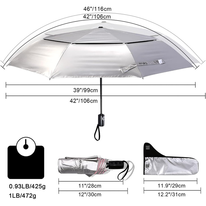 Дорожня парасолька G4Free 42/46" сріблясто-блакитний