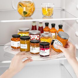 Поворотна підставка для холодильника, Lazy Susan Прямокутна, нековзна, прозора, 40x30см