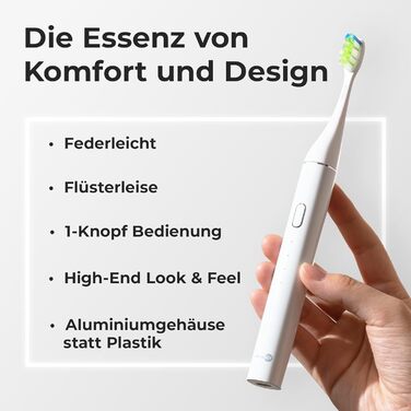 Звукова зубна щітка WhyteDOT® Premium: тиха, ефективна, з алюмінієвим корпусом, UV-футляром та до 6 тижнів роботи