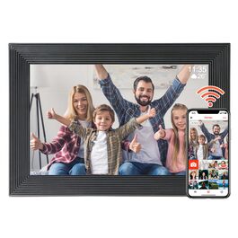 Frameo Цифровий фоторамка 10.1 дюйма з Wi-Fi, HD сенсорний екран, 16GB пам'ять, автоматичне обертання, віддалене завантаження фото та відео, настінний монтаж (чорний)