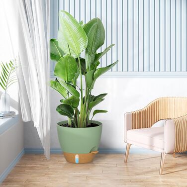 Набір горщиків для квітів ZMTECH 2 шт. 25/30 см з підставкою, самополив, пластик, для дому та саду