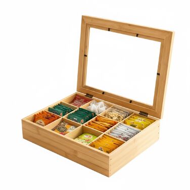Ящик для чаю Relaxdays з бамбука на 12 відсіків