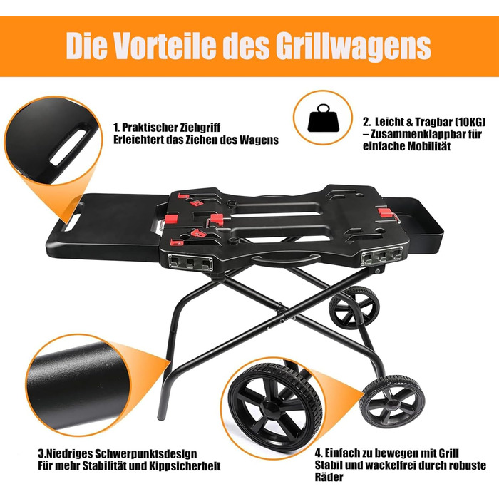 Підставка для гриля GFTIME для Weber Q1000, Q2000, Q1200, Q1400, Q2200, Q2400 та Blackstone 43/56 см, Outdoor