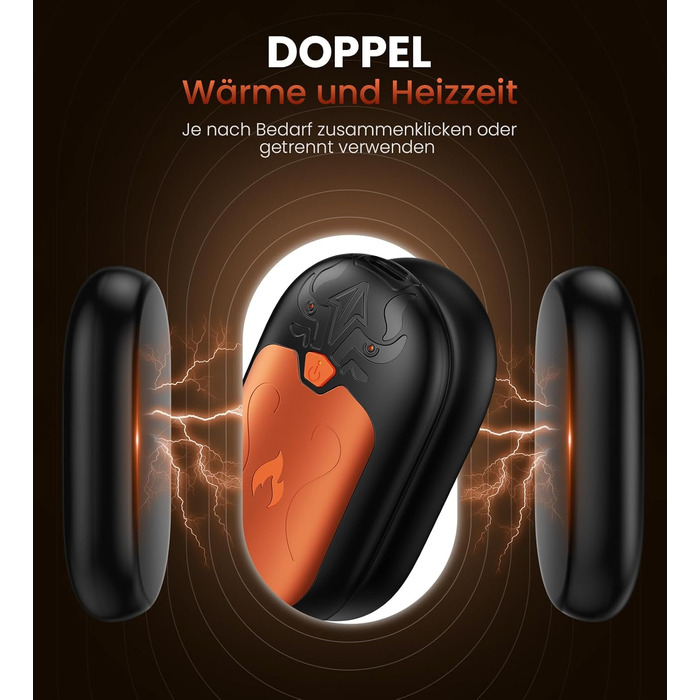 Електричні грілки для рук, 2 шт., перезаряджувані, з 24 годинами тепла та 3 режимами нагріву, для жінок, чоловіків, пацієнтів з ревматоїдним артритом, помаранчеві