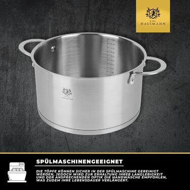 Нержавіюча каструля Karl Hausmann 3.6L, Ø 20 см - каструля з нержавіючої сталі з кришкою для всіх типів плит (індукція)