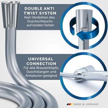 Насадка для душу Prisma: потужний струмінь, економія води, 3 функції, фільтр, дощова лійка, ручна лійка, масаж. Комплект з шлангом 160 см.