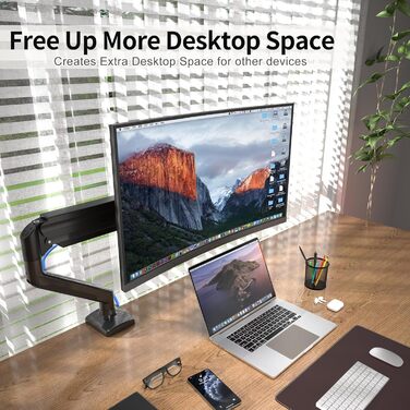 Кріплення для монітора Suptek MD01A: регульована підставка для моніторів 13-32 дюймів (до 9 кг) з газовою пружиною, 360° обертання, VESA 75x75/100x100 mm, чорний