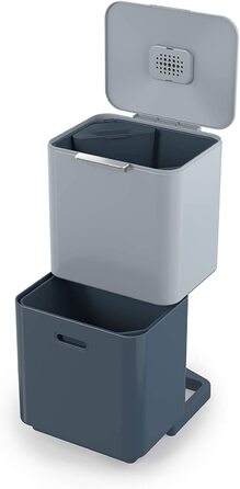 Система поділу сміття Джозеф Джозеф інтелектуальні відходи Тотем Макс 60-сміттєвий контейнер з окремою установкою для переробки, включаючи Контейнер для зберігання органічних відходів, 60 літрів- (60 л, Синій, одинарний)