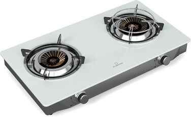 Газова плитка Klarstein 2-конфоркова, 7.7kW, для дому та кемпінгу, нержавіюча сталь, для автодому, портативна