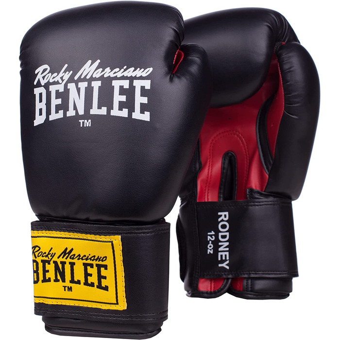 Боксерські рукавички Benlee зі штучної шкіри Rodney Black / Red на 12 унцій одномісні