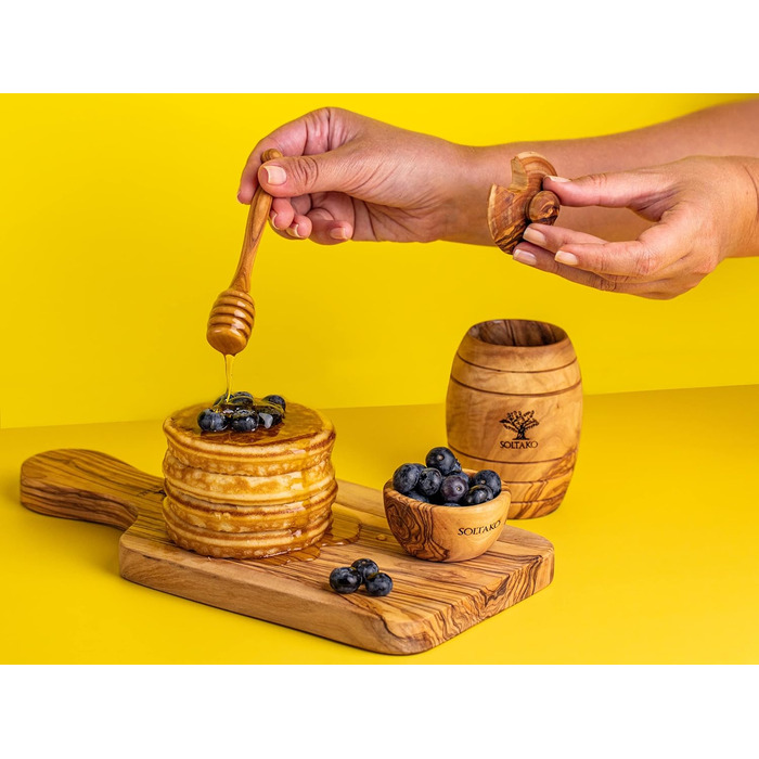 Високоякісні ложки для меду SOLTAKO в наборі з 2 штук виготовлені з ексклюзивного оливкового дерева - Підйомник меду для унікальної медової насолоди - Дозатор сиропу Honey Spoon Дозатор ручної роботи - довжина 15 см