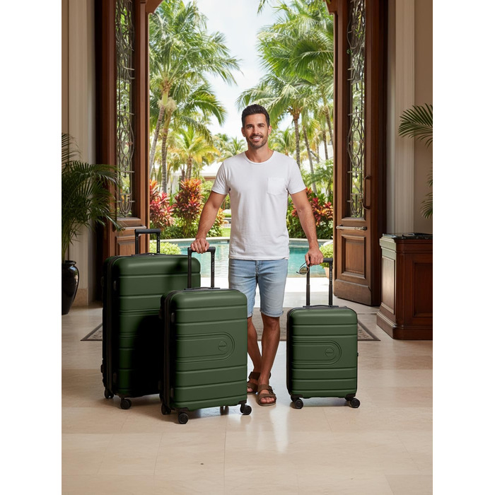 Набір валіз REDOLZ Hartschalen 3-х частинний | Розширювані, з TSA-замком, Olive Kofferset