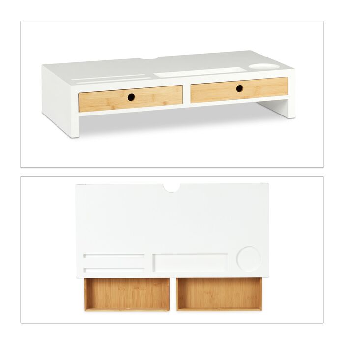 Підставка для монітора Relaxdays білого кольору з висувними ящиками