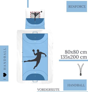 Постільна білизна з 100 бавовни MTOnlinehandel 135x200 * Спортивна Гандбольна * Дитяча постільна білизна Для підлітків і дорослих * 1 Наволочка 80x80 1 підодіяльник 135x200 см