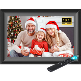 Цифровий фоторамка OBVHNUA 10.1' з 128 ГБ пам'яті, без Wi-Fi, IPS-дисплей 1280*800, відтворення фото, музики, відео, календар, USB/SD, настінний монтаж