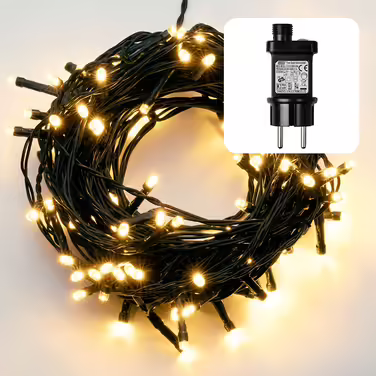 Гірлянда hellum LED для вулиці з таймером, 19,9 м, 200 теплих білих LED, електрична з зеленим кабелем, для ялинки