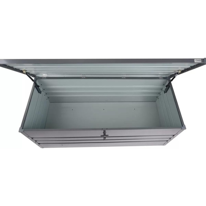 Водонепроникна садова скриня Grindi Morus 600л для подушок, інструментів, вуличний ящик для зберігання на балкон, терасу, в гараж (Сірий)