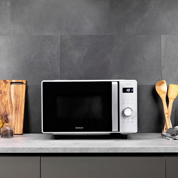 Мікрохвильова піч Cecotec GrandHeat 2500 Flatbed Touch White 800 Вт, 25 л - сенсорне управління, 8 програм, таймер
