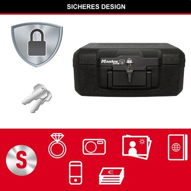 Сейф Master Lock вогнестійкий та водонепроникний з ключем, потрійний захист від пожежі, води та крадіжок, 7.8L, 16.8 x 39.1 x 36.3 см