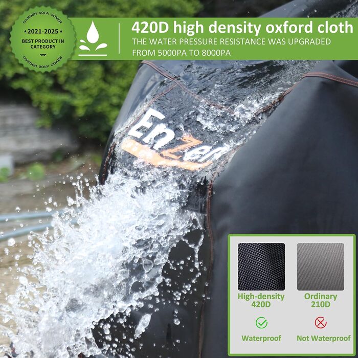 Захисний чохол для садовой меблів Enzeno L-подібної форми, водовідштовхуючий та вітростійкий, 255x255x87 см