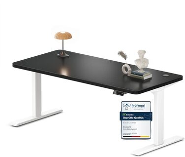 Регульований стіл MAIDeSITe S2 Pro (160x80 см) - електричний, з підняттям, чорний каркас, білий стіл, 160 кг, з захистом від зіткнень